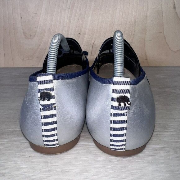 Crown & Ivy Mia Blue/White/Silver Striped Flats Women's 7 - Picture 5 of 11